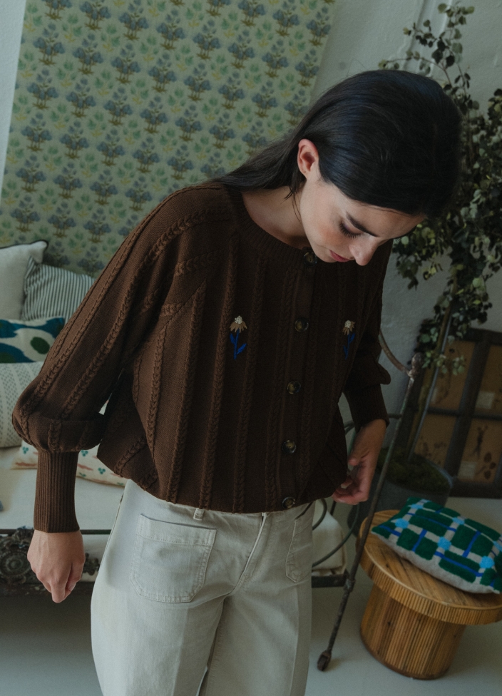 trenzas cardigan chocolate