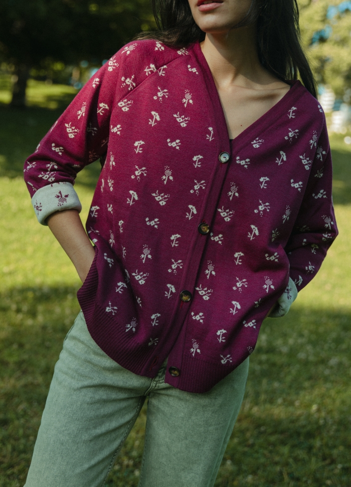 herbario cardigan berenjena